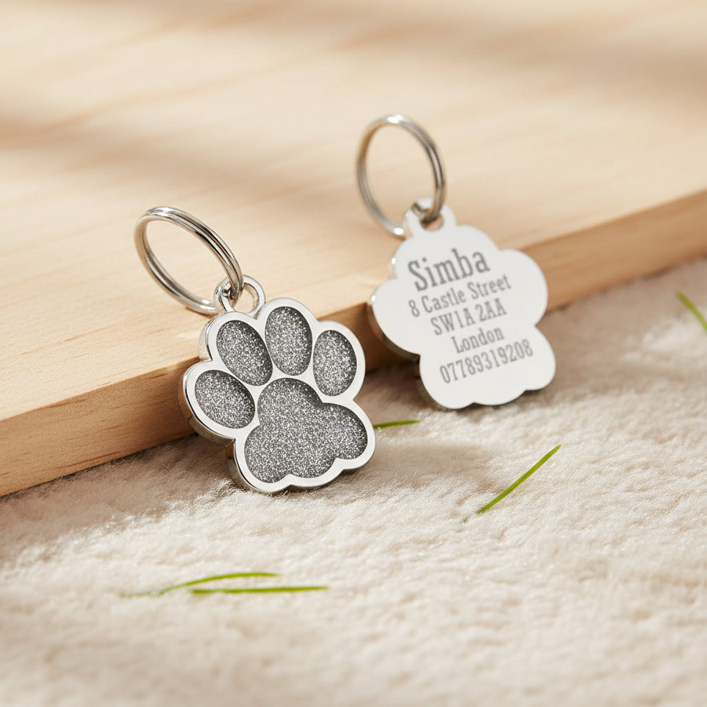Médaille Gravée Personnalisée pour Chien & Chat - Plaque d'Identification avec Nom et Numéro