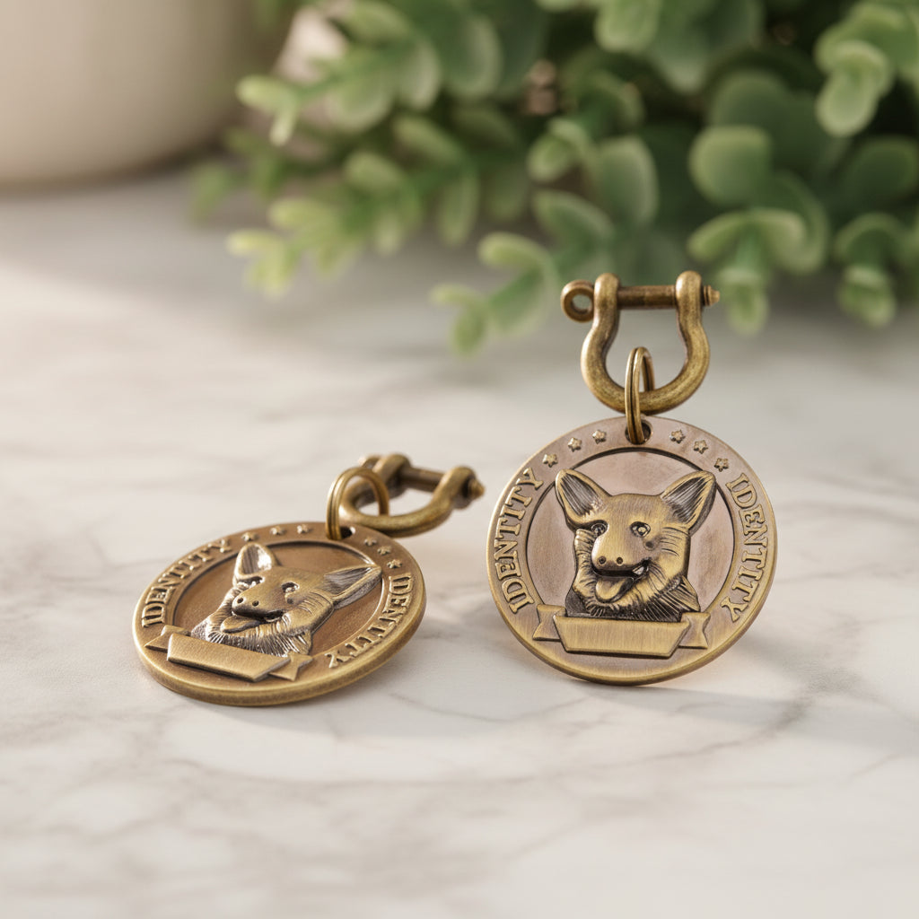 Médaille Gravée VIP pour Chien & Chat - Plaque d'Identification Ronde Personnalisée